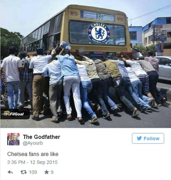 Non solo contro Mou, qualcuno prende in giro anche i tifosi del Chelsea